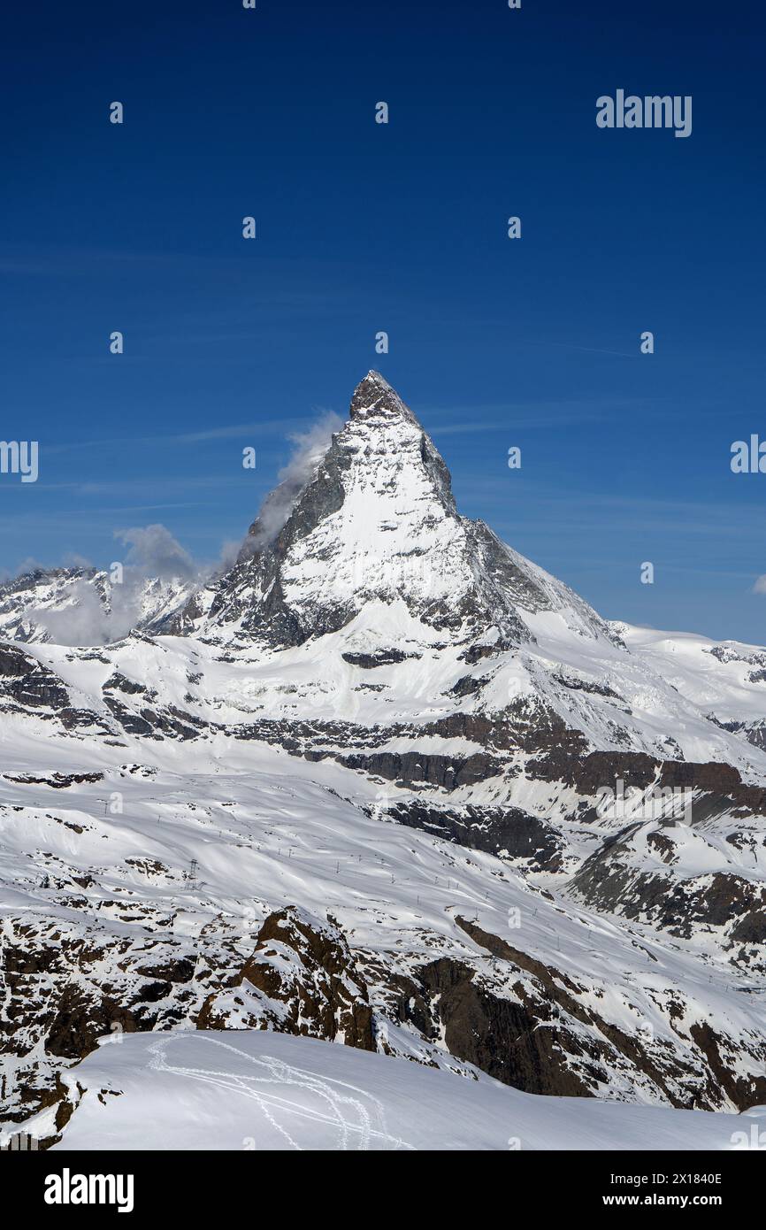 Vista del Cervino da Gornergrat, Alpi Pennine, Svizzera Foto Stock