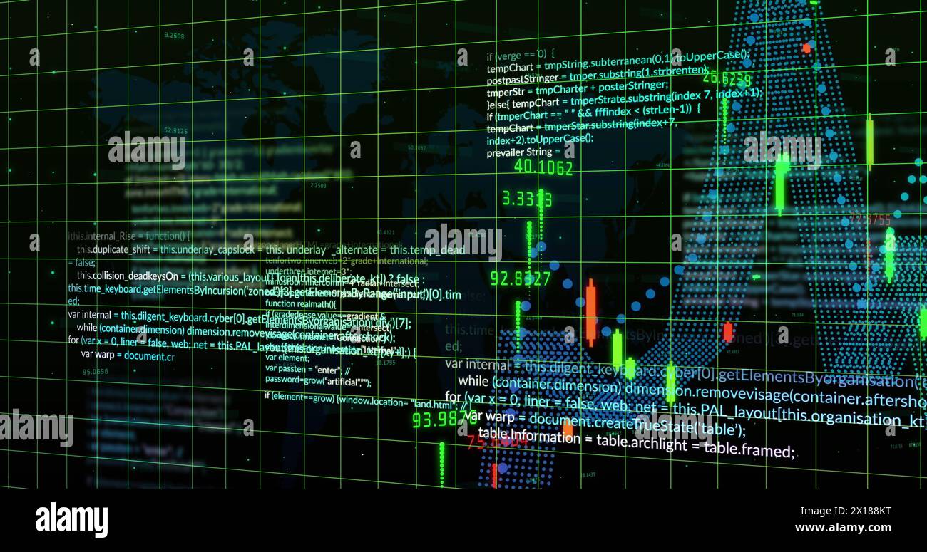 Immagine dell'elaborazione dei dati finanziari su rete Foto Stock
