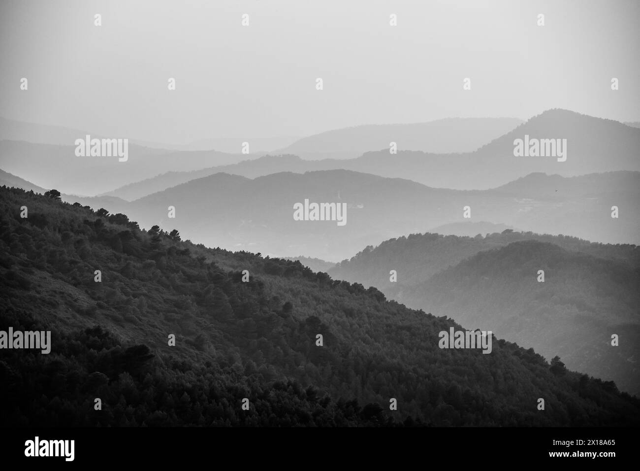 Sagome di montagne al tramonto a Sella Foto Stock