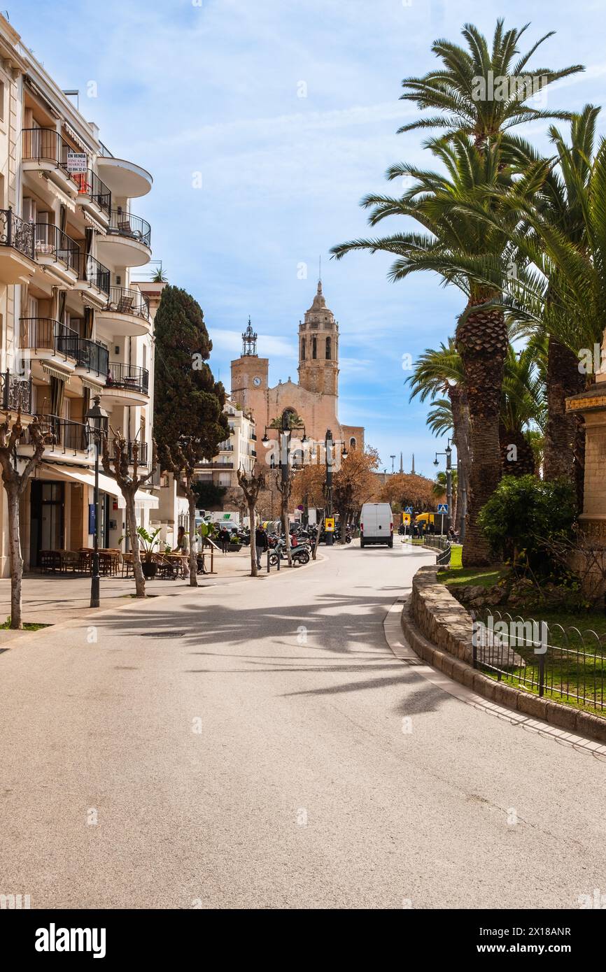 Promenade a Sitges, Spagna Foto Stock