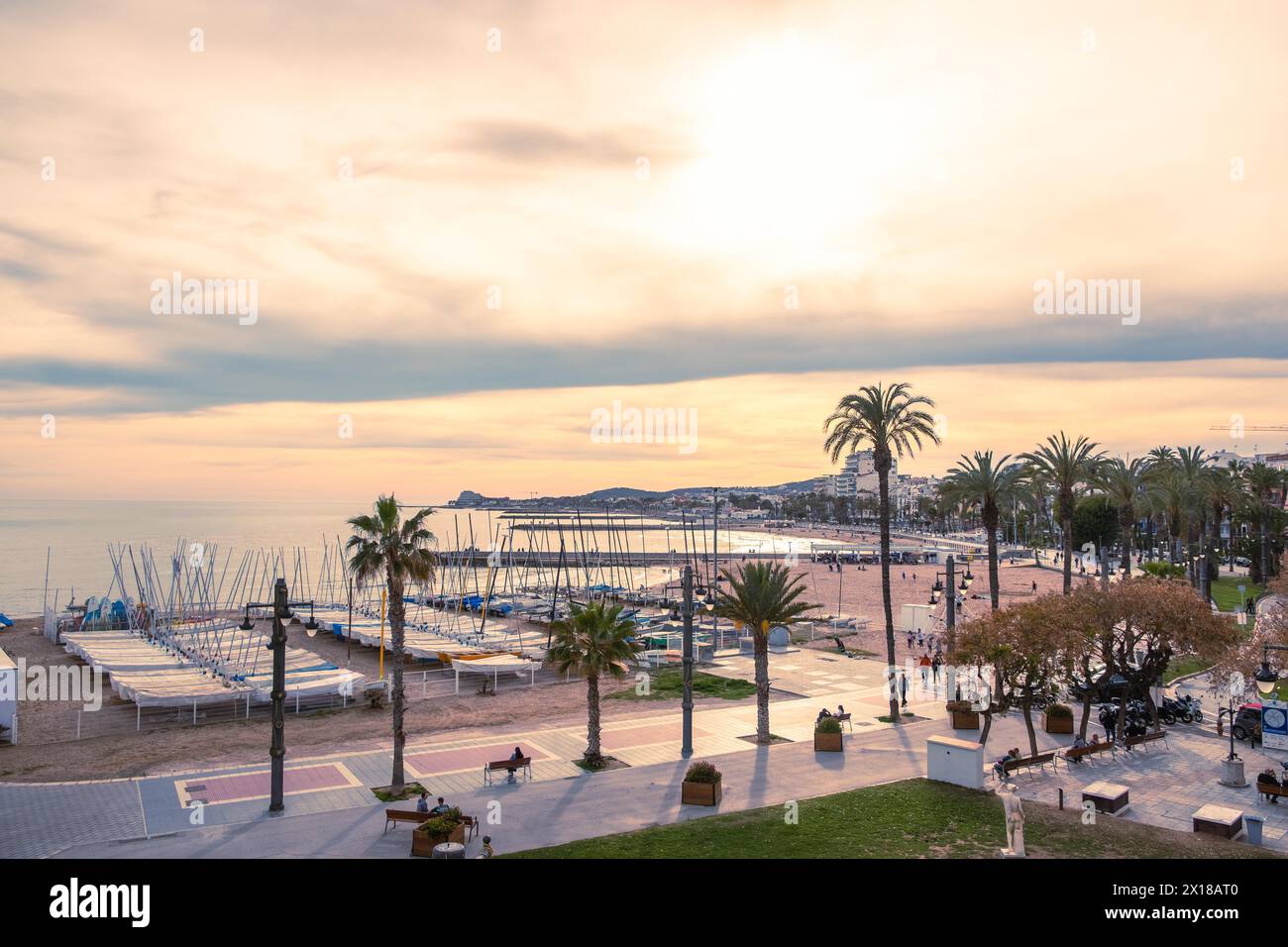 Promenade a Sitges, Spagna Foto Stock