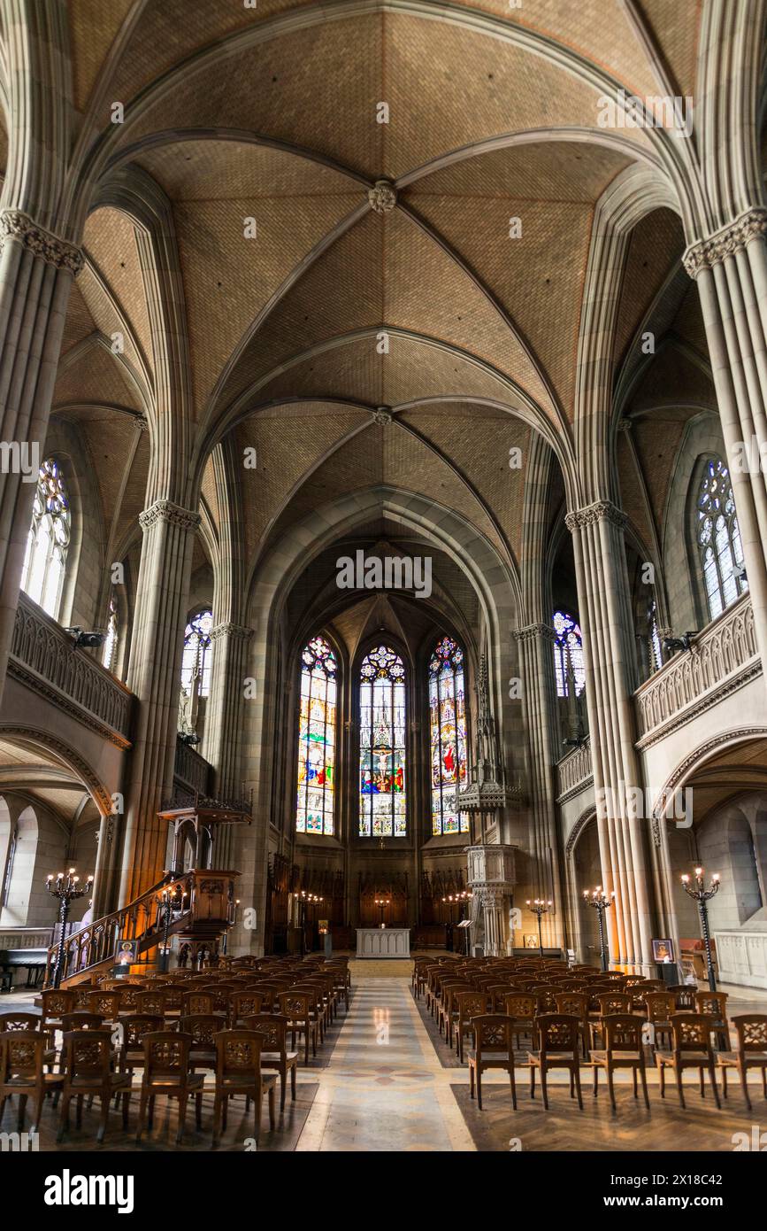 Interno, Elisabethenkirche, Basilea, Cantone di Basilea-città, Svizzera Foto Stock