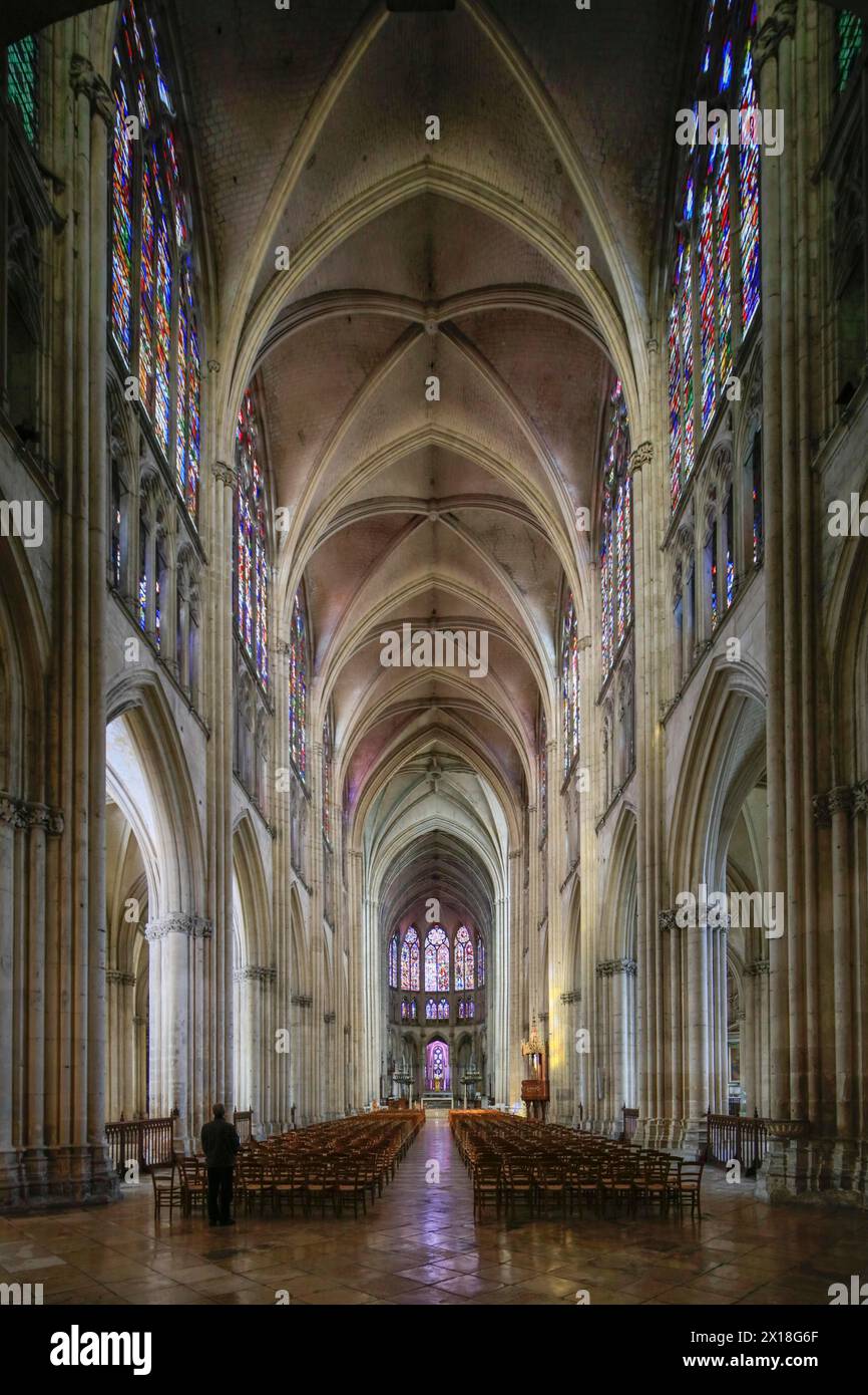 Cattedrale gotica di Saint-Pierre-et-Saint-Paul de Troyes, Troyes, dipartimento di Aube, regione Grand Est, Francia Foto Stock