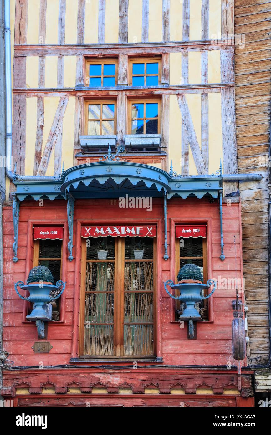 Casa a graticcio in Rue Emile Zola, . Centro storico di Troyes, dipartimento di Aube, regione Grand Est, Francia Foto Stock