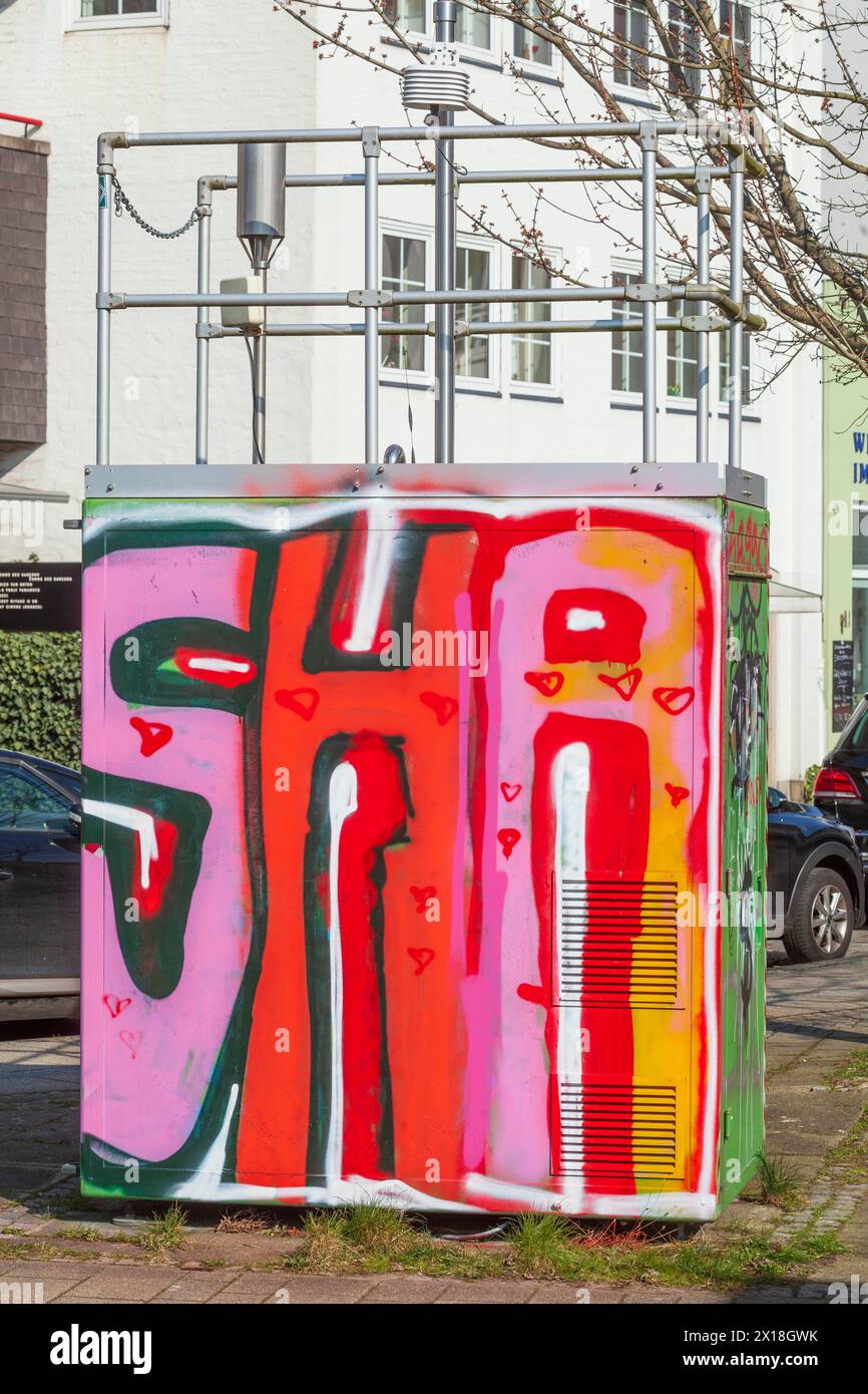 Scatola di distribuzione colorata per l'elettricità, Germania Foto Stock