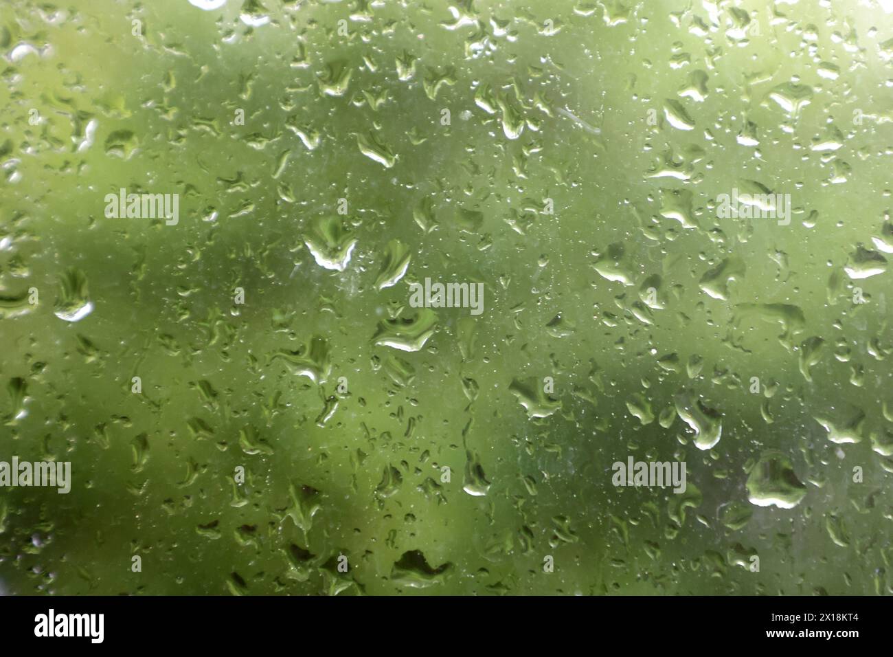 Trübes Regenwetter Regentropfen auf einer Fensterscheibe bei Regenfällen **** piogge nuvolose gocce di pioggia su una finestra durante le precipitazioni Foto Stock