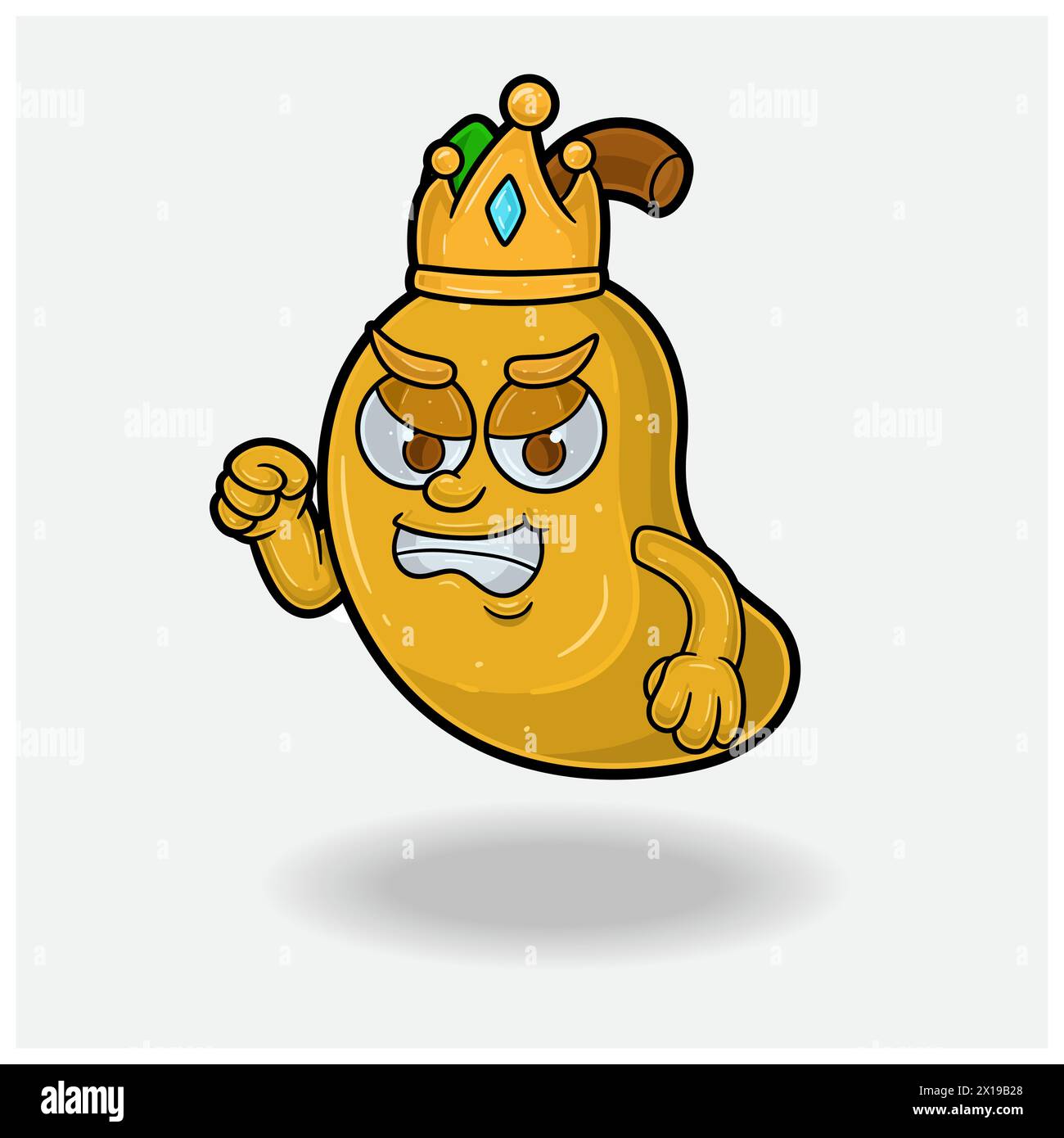 Espressione arrabbiata con il personaggio Cartoon di Mango Fruit Crown Mascot. Illustrazioni vettoriali Illustrazione Vettoriale
