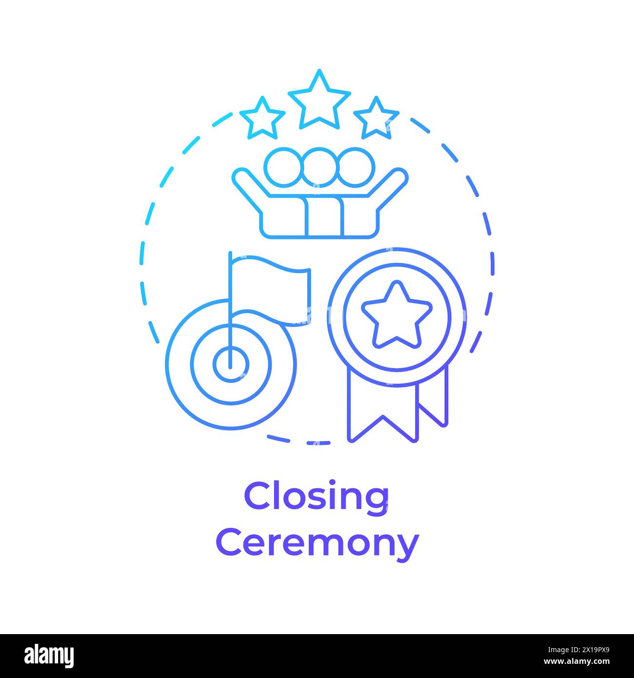 Icona della cerimonia di chiusura con sfumatura blu Illustrazione Vettoriale