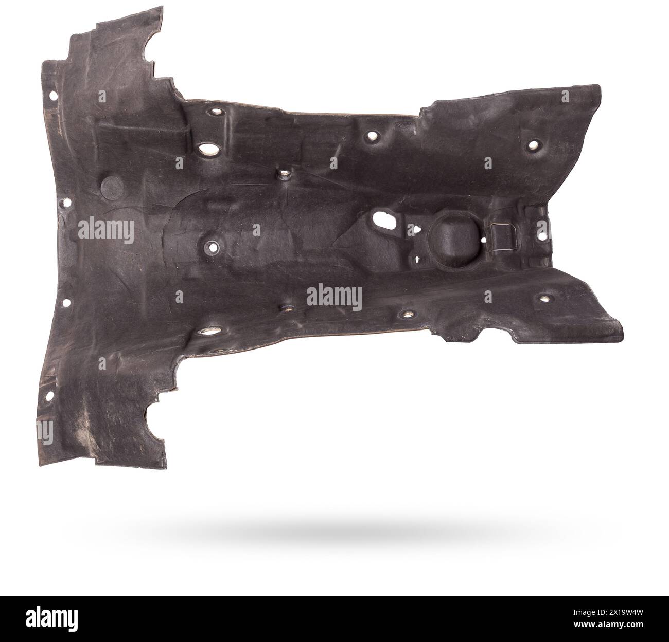 Scudo termico realizzato in feltro per proteggere il fondo del veicolo dal calore del motore e dall'isolamento acustico. Catalogo ricambi auto. Foto Stock