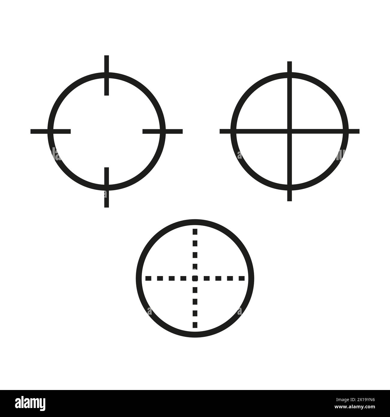 Target mirino impostati. Concetto di precisione e messa a fuoco. Raccolta dei reticoli di puntamento. Illustrazione vettoriale. EPS 10. Illustrazione Vettoriale