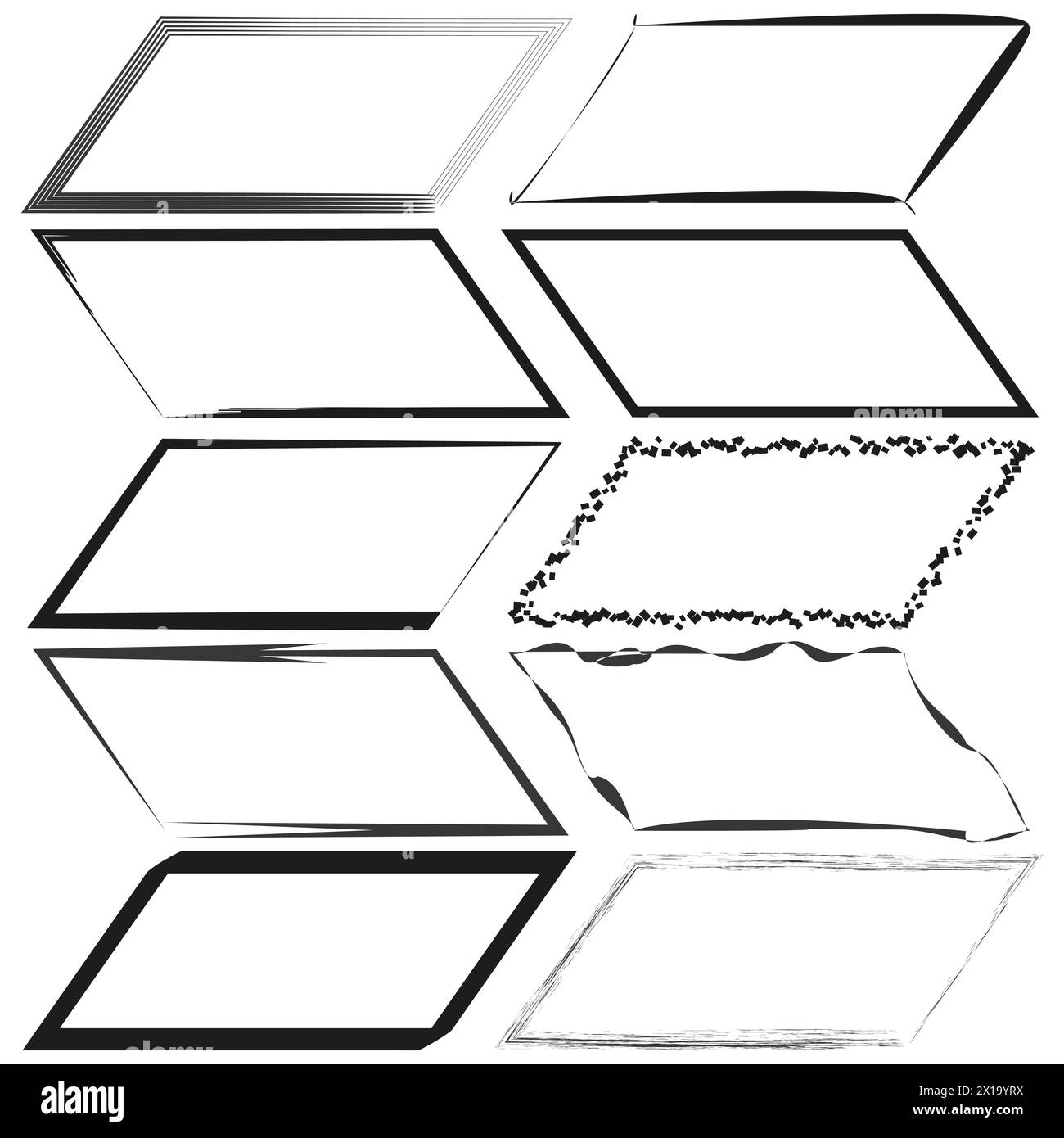 Raccolta di cornici diverse. Rifilare e pulire i bordi. Concetto di inquadratura delle immagini. Illustrazione vettoriale. EPS 10. Illustrazione Vettoriale