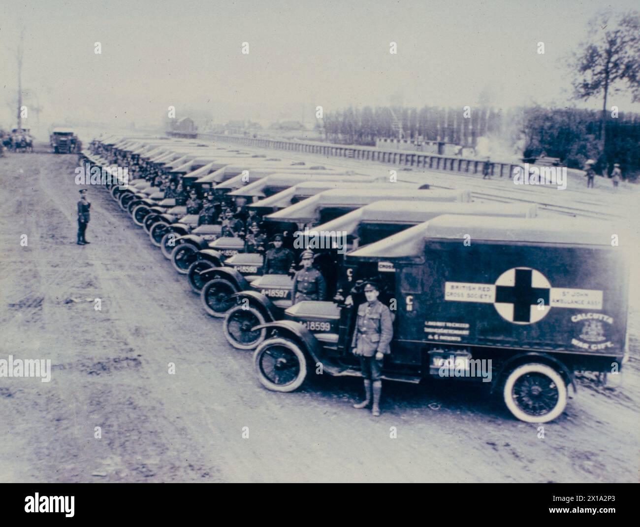 Deposito di ambulanze britannico, provato, Francia 1917 Foto Stock