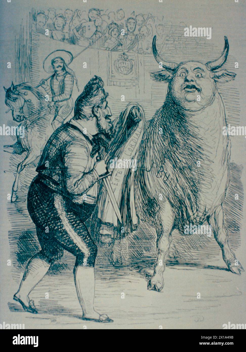 The John-Bull Fight of Louis-Philippe, illustrazione di Punch, Inghilterra 1846 Foto Stock