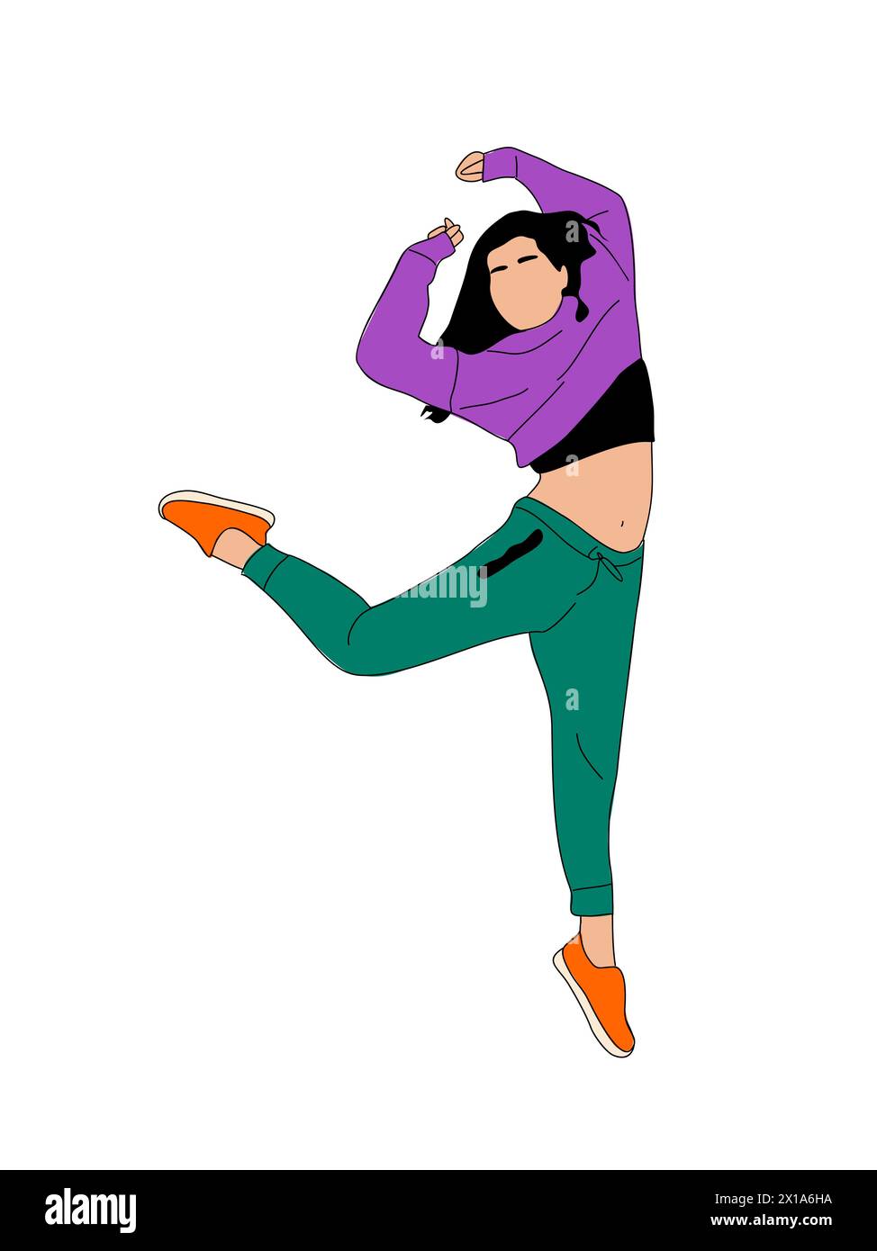 Teenager ballerina hip hop breakdance vettore isolato Illustrazione Vettoriale