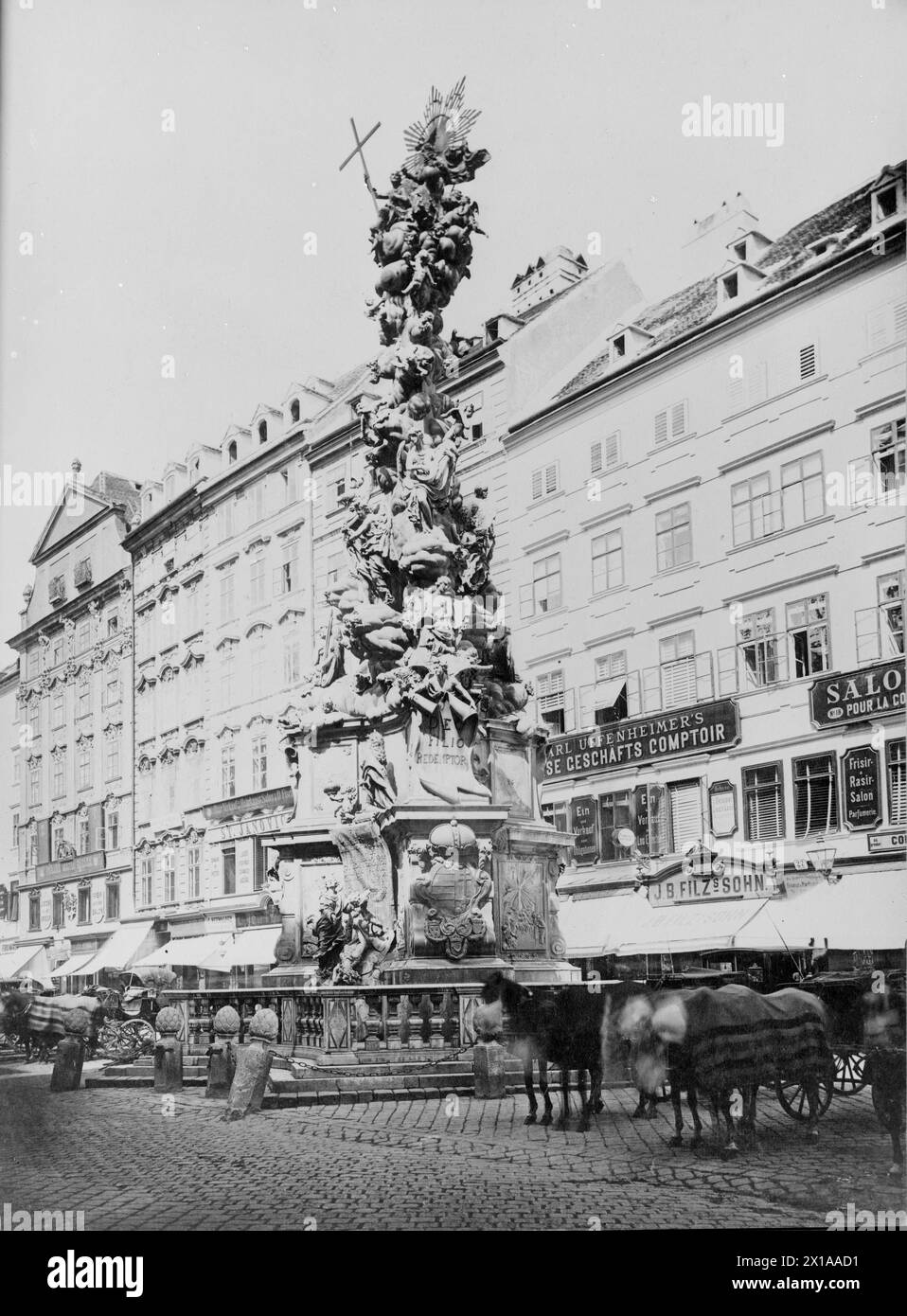 Vienna 1, colonna della peste, miniere: Vista generale diagonalmente attraverso, ad esempio dello svincolo con la Dorotheergasse (Dorotheer Alley) direzione mineraria 28, 1880 - 18800101 PD0484 - Rechteinfo: Diritti gestiti (RM) Foto Stock