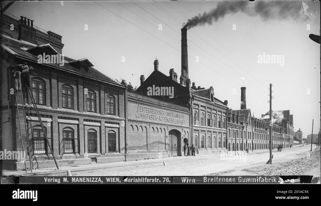 Vienna 14, Heinrich-Collin-Strasse (Heinrich-Collin- Street) 74, fabbrica di gomma austro-americana (stabilimento Semperit), 1890 - 18900101 PD1189 - Rechteinfo: Rights Managed (RM) Foto Stock