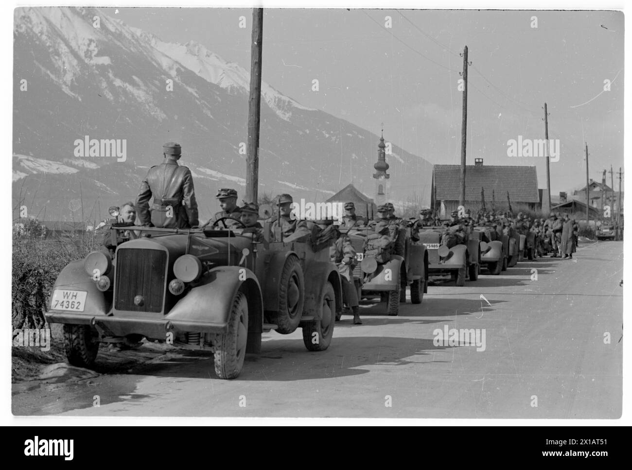 L'Anschluss (annessione austriaca) 1938, truppe tedesche sul Brennero, 12.3.1938 - 19380312 PD0146 - Rechteinfo: Diritti gestiti (RM) Foto Stock