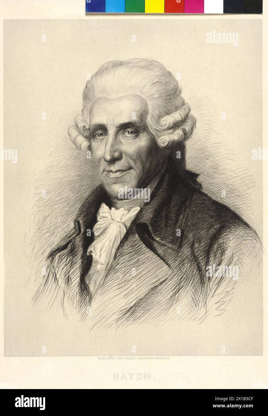 Haydn, incisione basata su un proprio disegno di Ludwig Michalek, - 19300101 PD22212 - Rechteinfo: Diritti gestiti (RM) Foto Stock