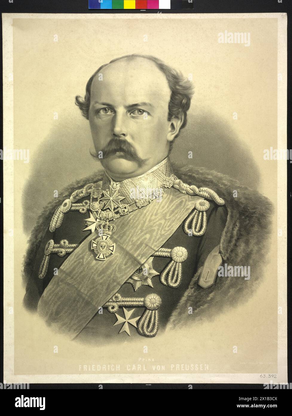 Principe Federico Carlo di Prussia, litografia di F. Hecht, - 19300101 PD22290 - Rechteinfo: Diritti gestiti (RM) Foto Stock