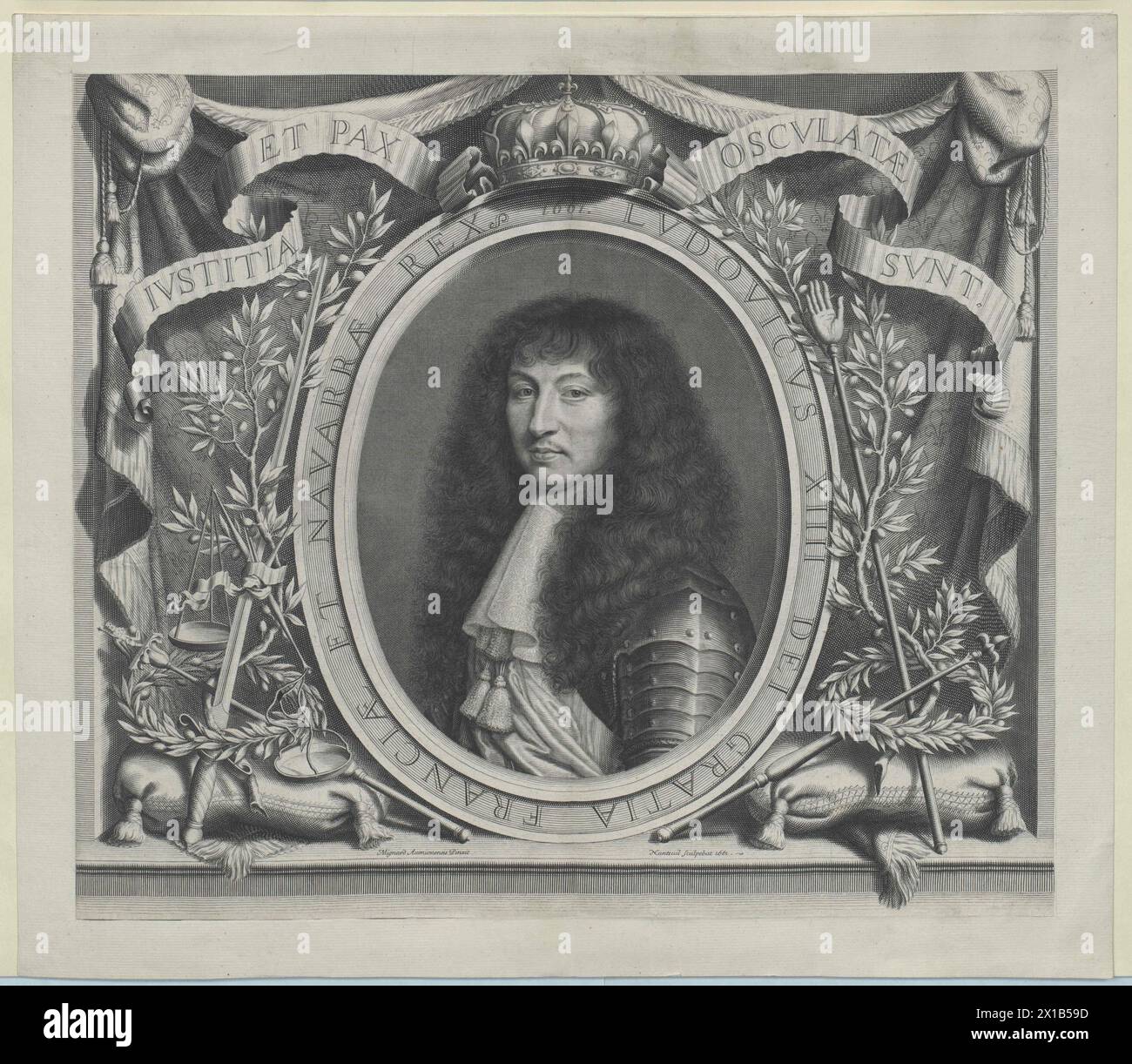 Luigi XIV, Re di Francia, dipinto di Nicolas Mignard, Thrusting von Robert Nanteuil, - 19830422_PD111398 - Rechteinfo: Rights Managed (RM) Foto Stock
