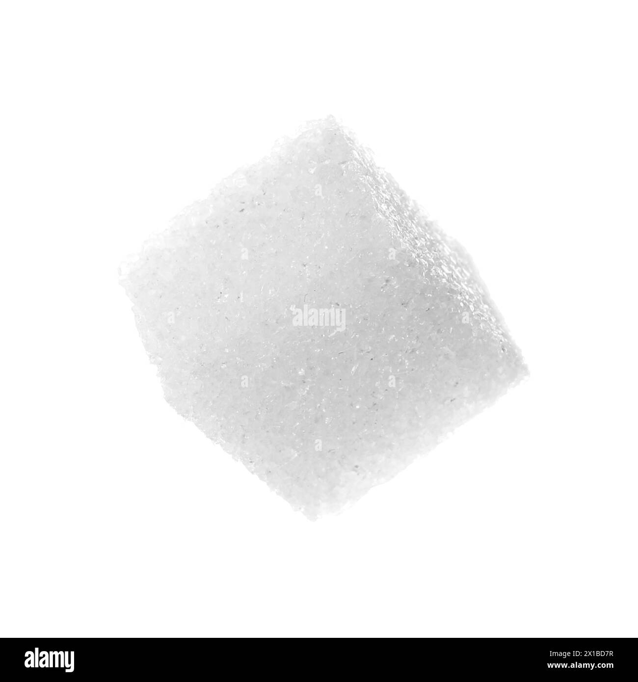 Un cubetto di zucchero raffinato isolato su bianco Foto Stock