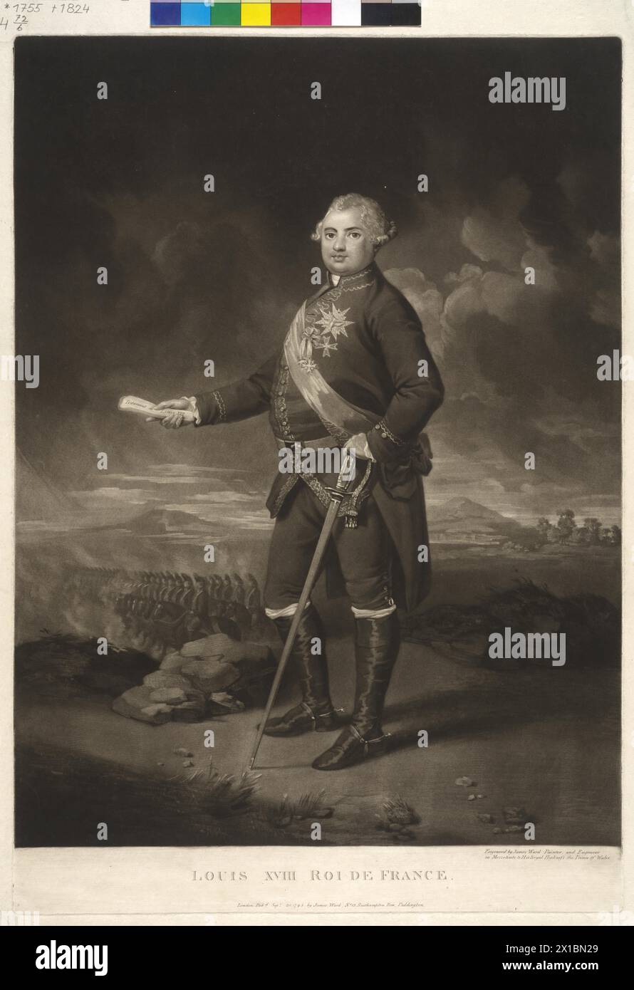 Luigi XVIII, Re di Francia, mezzotinta di Giacomo Becoming, - 17950101 PD0038 - Rechteinfo: Rights Managed (RM) Foto Stock