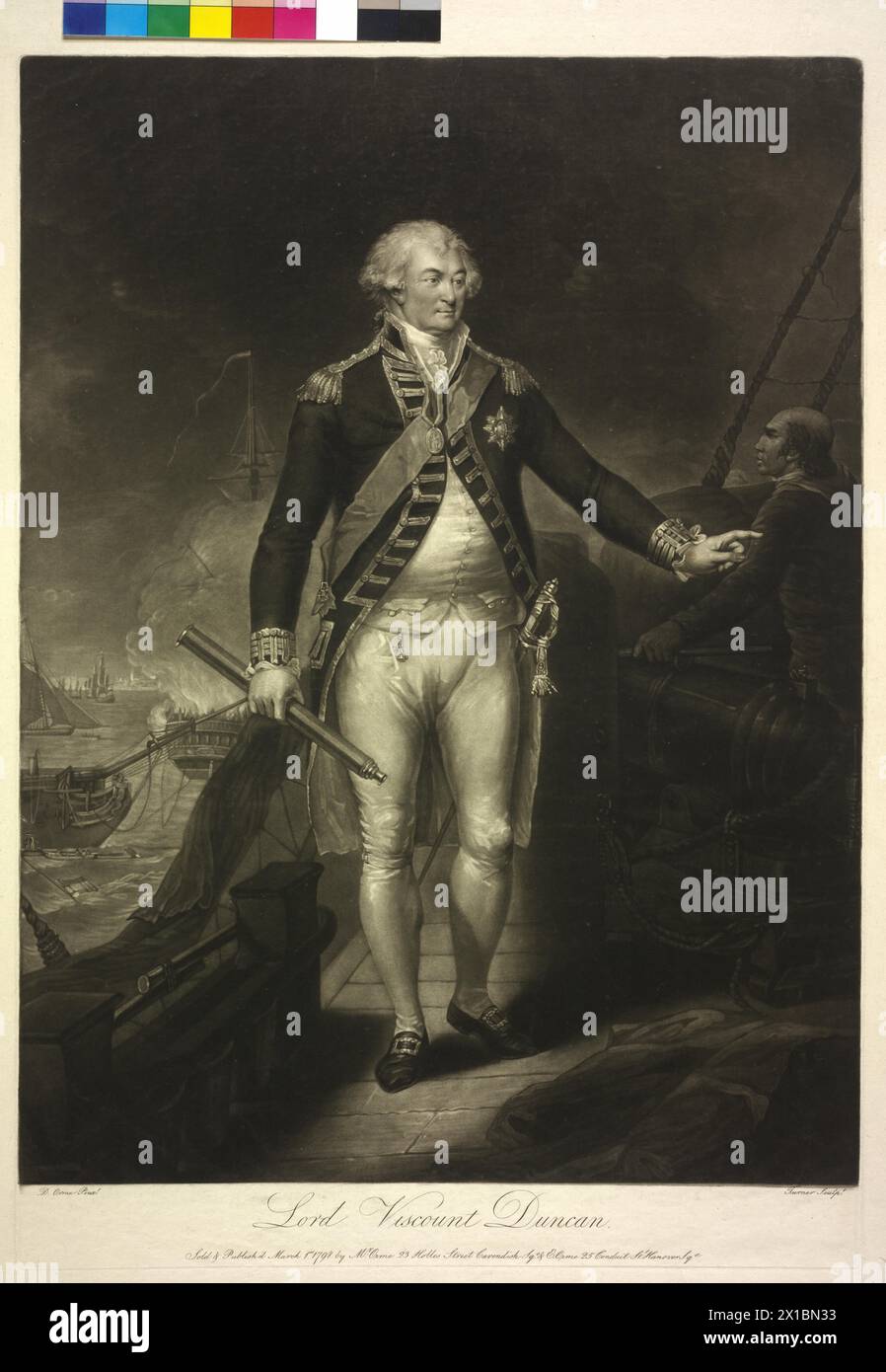 Duncan, i visconte Duncan di Camperdown, Adam, mezzotinta di Charles Gymnast basata su un dipinto di Daniel orme, - 17980101 PD0064 - Rechteinfo: Rights Managed (RM) Foto Stock