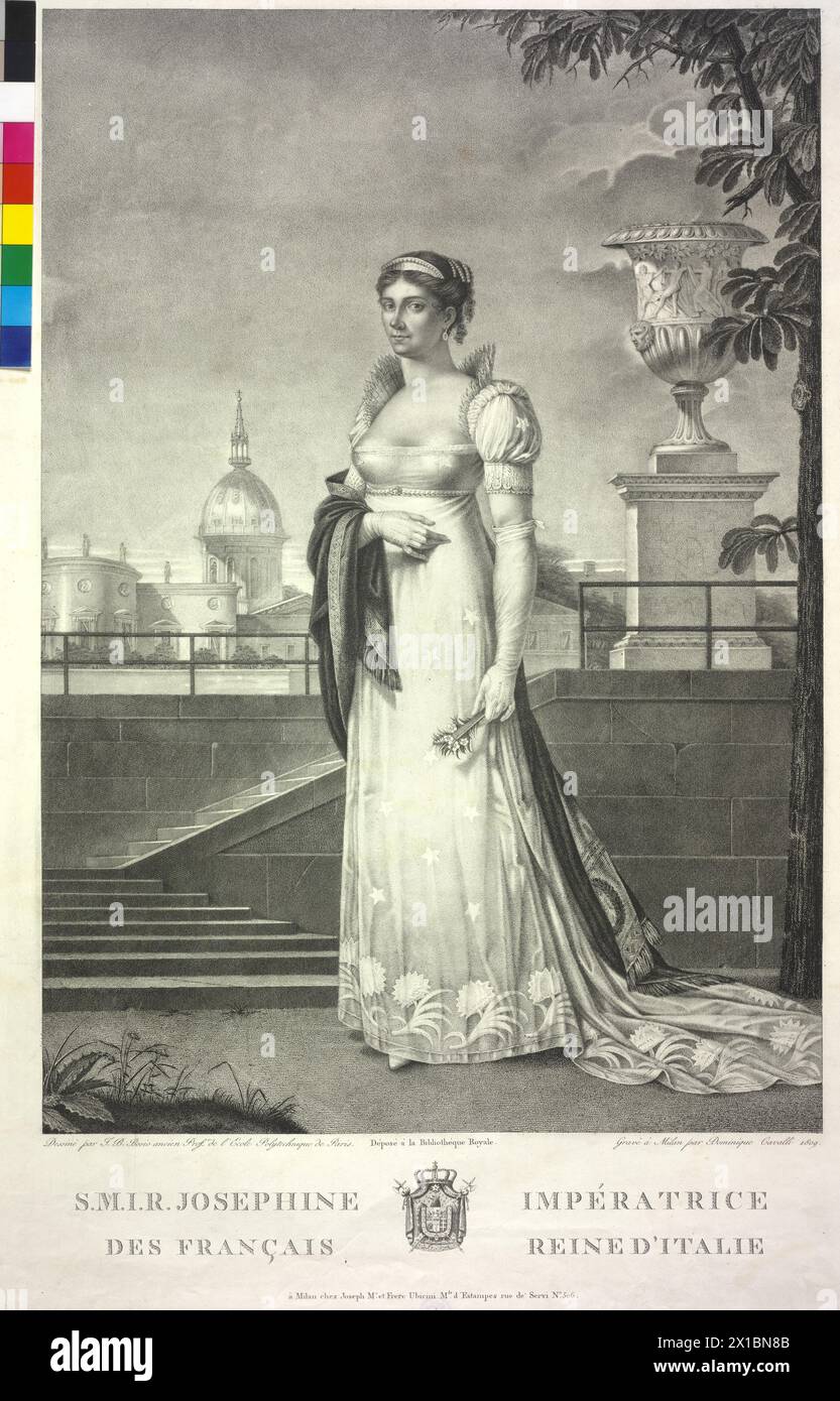 Giuseppina, imperatrice di Francia, incisione/incisione di Domenico cavalli su disegno di Jean Baptiste Francesco Bosio. Stemma, - 18090101 PD0045 - Rechteinfo: Rights Managed (RM) Foto Stock