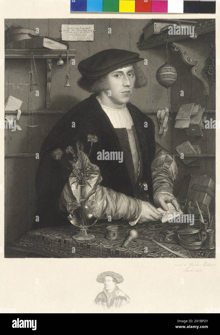 Gisze, Georg, incisione / incisione in rame di Gustav Eilers su un dipinto di Hans Holbein. Con remarque Hans Holbein il giovane, - 18790101 PD0937 - Rechteinfo: Diritti gestiti (RM) Foto Stock