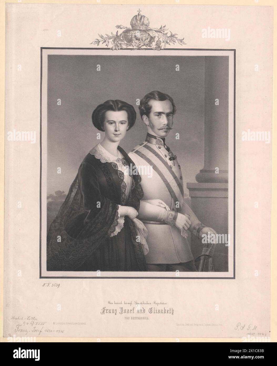 Foto Imperatore Francesco Giuseppe i con moglie imperatrice Elisabetta, litografia (von Adolf Dauthage basato su pittura di Anton Einsle 1858), - 19830422 PD5942 - Rechteinfo: Diritti gestiti (RM) Foto Stock