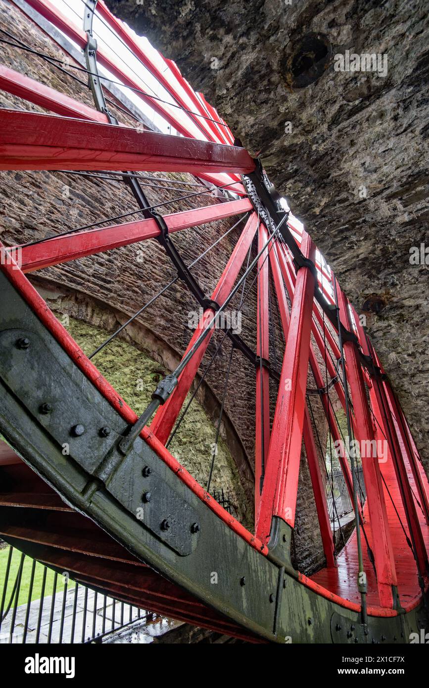 Lady Isabella, la grande ruota di Laxey, la ruota idraulica di fama mondiale del patrimonio nazionale dell'umanità -- un progetto di conservazione completo. Foto Stock