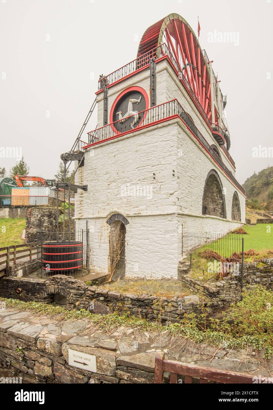 Lady Isabella, la grande ruota di Laxey, la ruota idraulica di fama mondiale del patrimonio nazionale dell'umanità -- un progetto di conservazione completo. Foto Stock