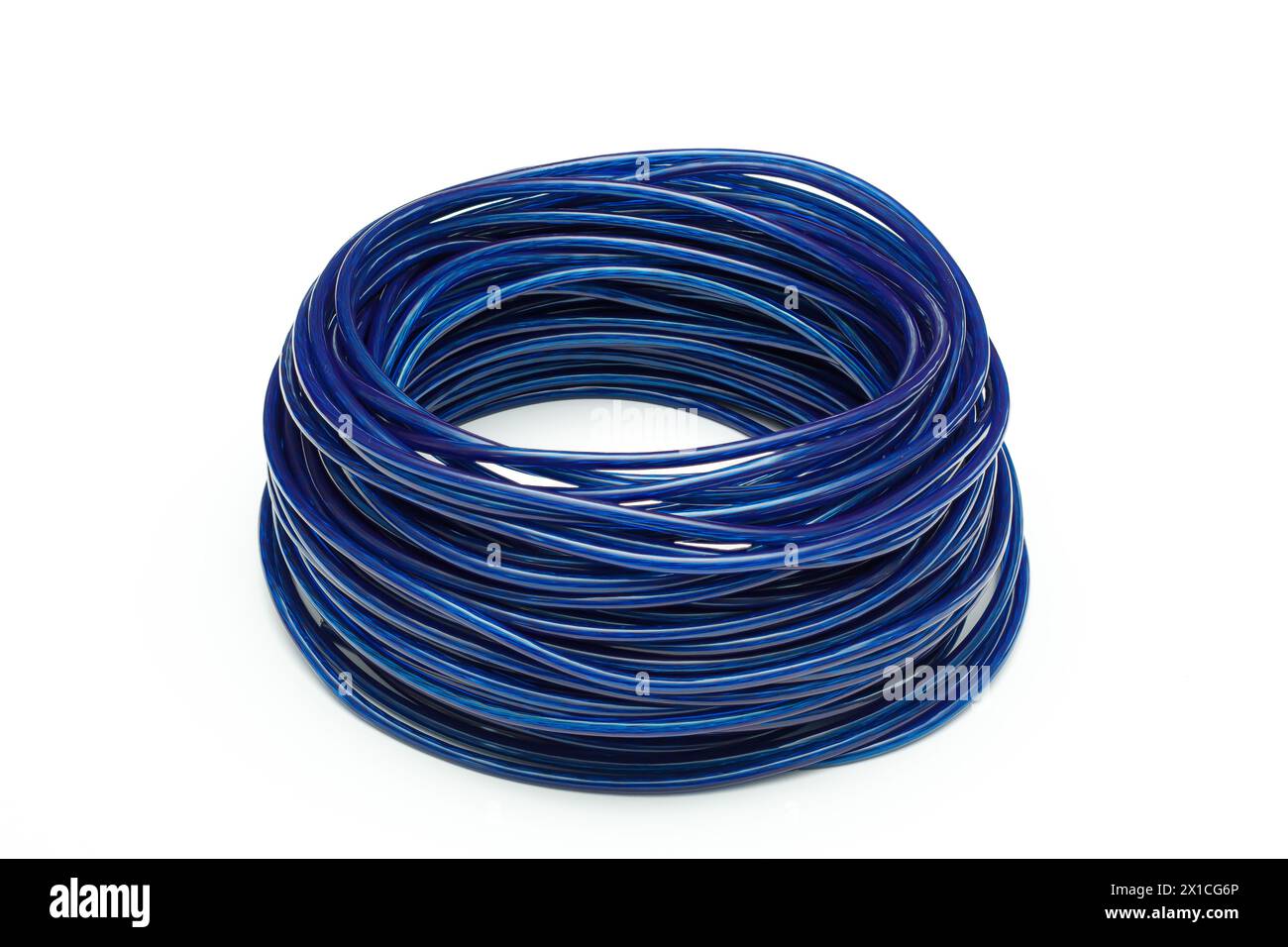 Clothesline rivestita in PVC su bianco Foto Stock