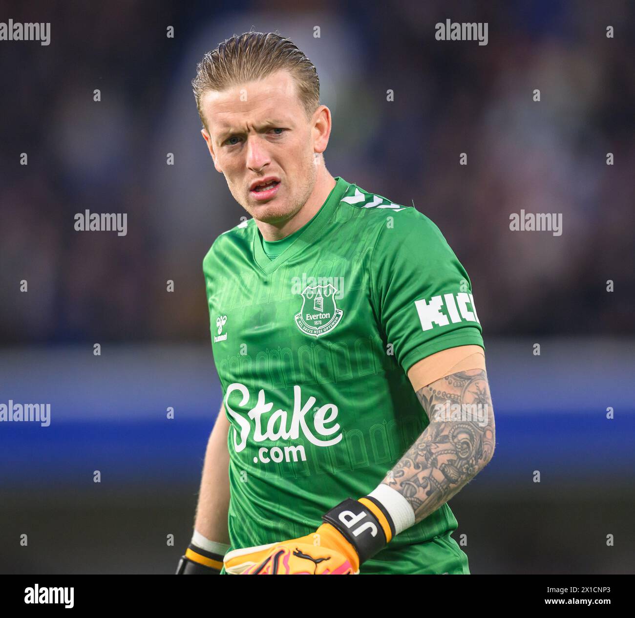 Chelsea contro Everton - Premier League - Stamford Bridge. Portiere dell'Everton, Jordan. 15 aprile 2024. Pickford. Crediti immagine: Mark Pain/Alamy Live News Foto Stock