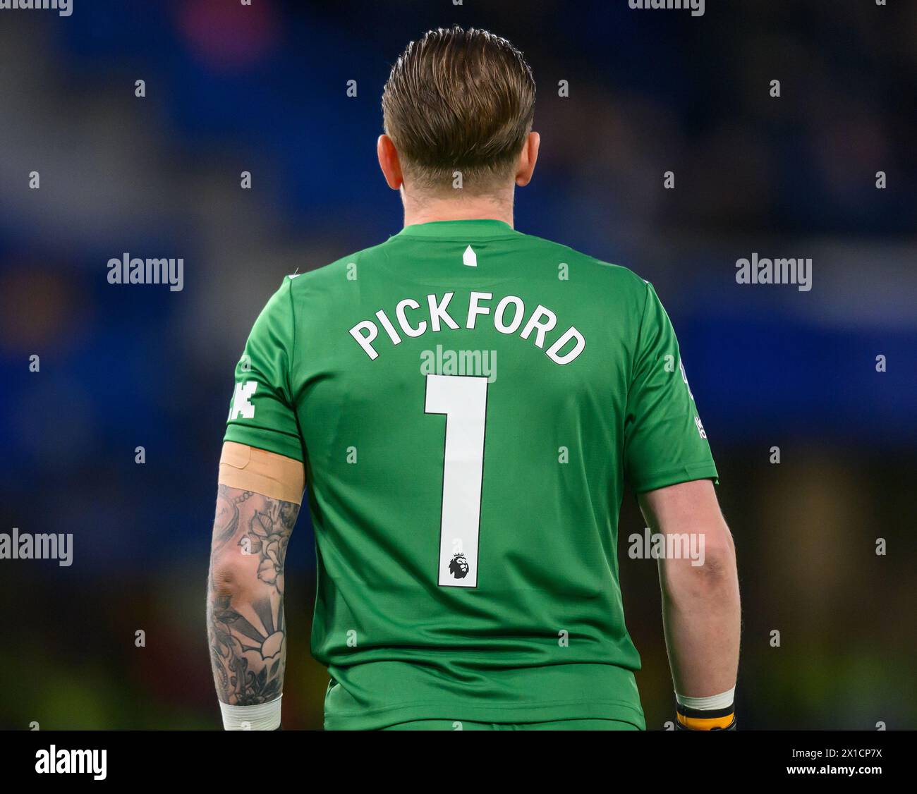 Chelsea contro Everton - Premier League - Stamford Bridge. Portiere dell'Everton, Jordan. 15 aprile 2024. Pickford. Crediti immagine: Mark Pain/Alamy Live News Foto Stock