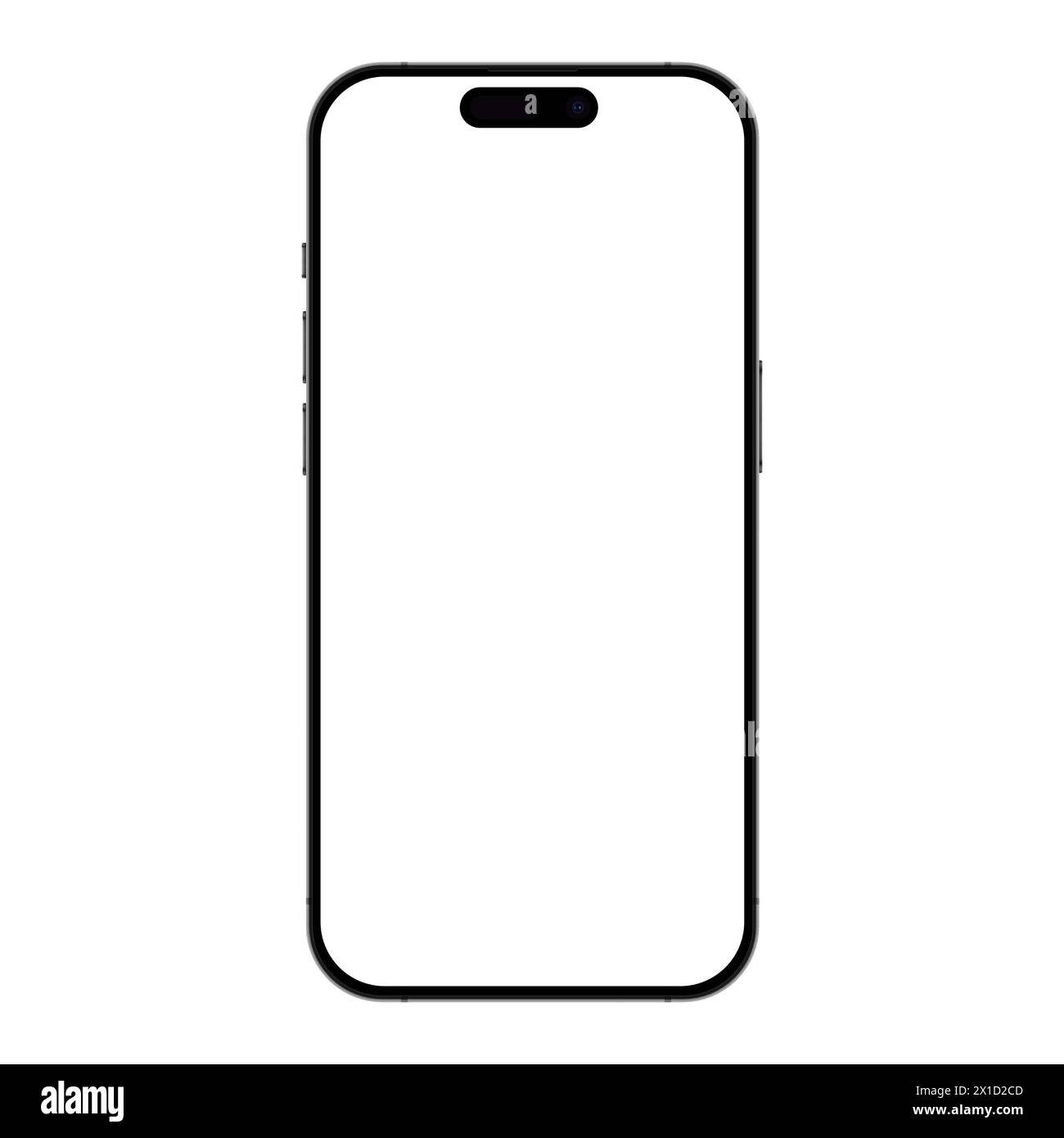 Telefono mockup vettoriale realistico per la dimostrazione dell'app dell'interfaccia utente visiva. Nuova versione realistica di smartphone di alta qualità con schermo bianco vuoto Illustrazione Vettoriale