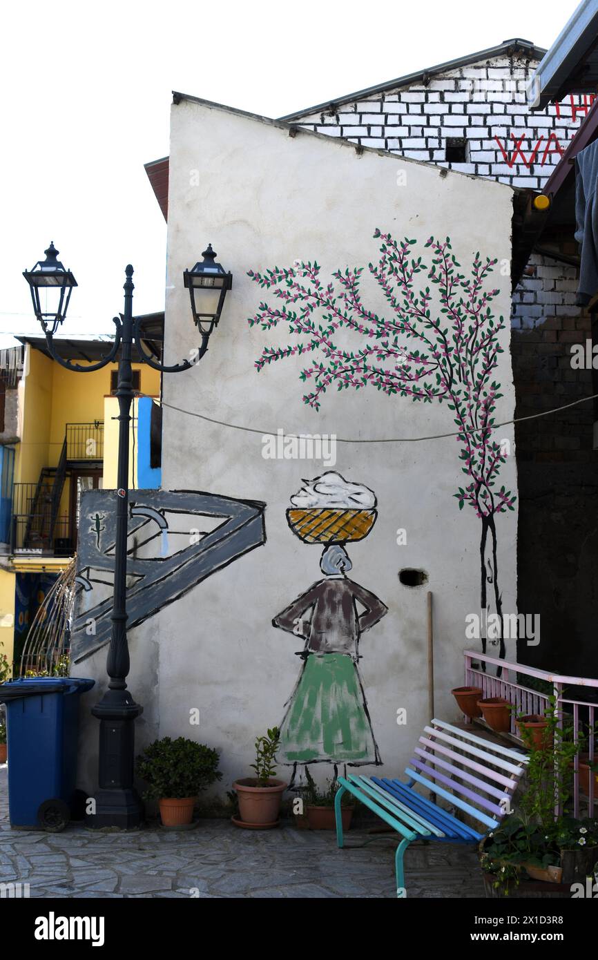 Fiumara Reggio Calabria Italia - Borgo Croce, murales Foto Stock