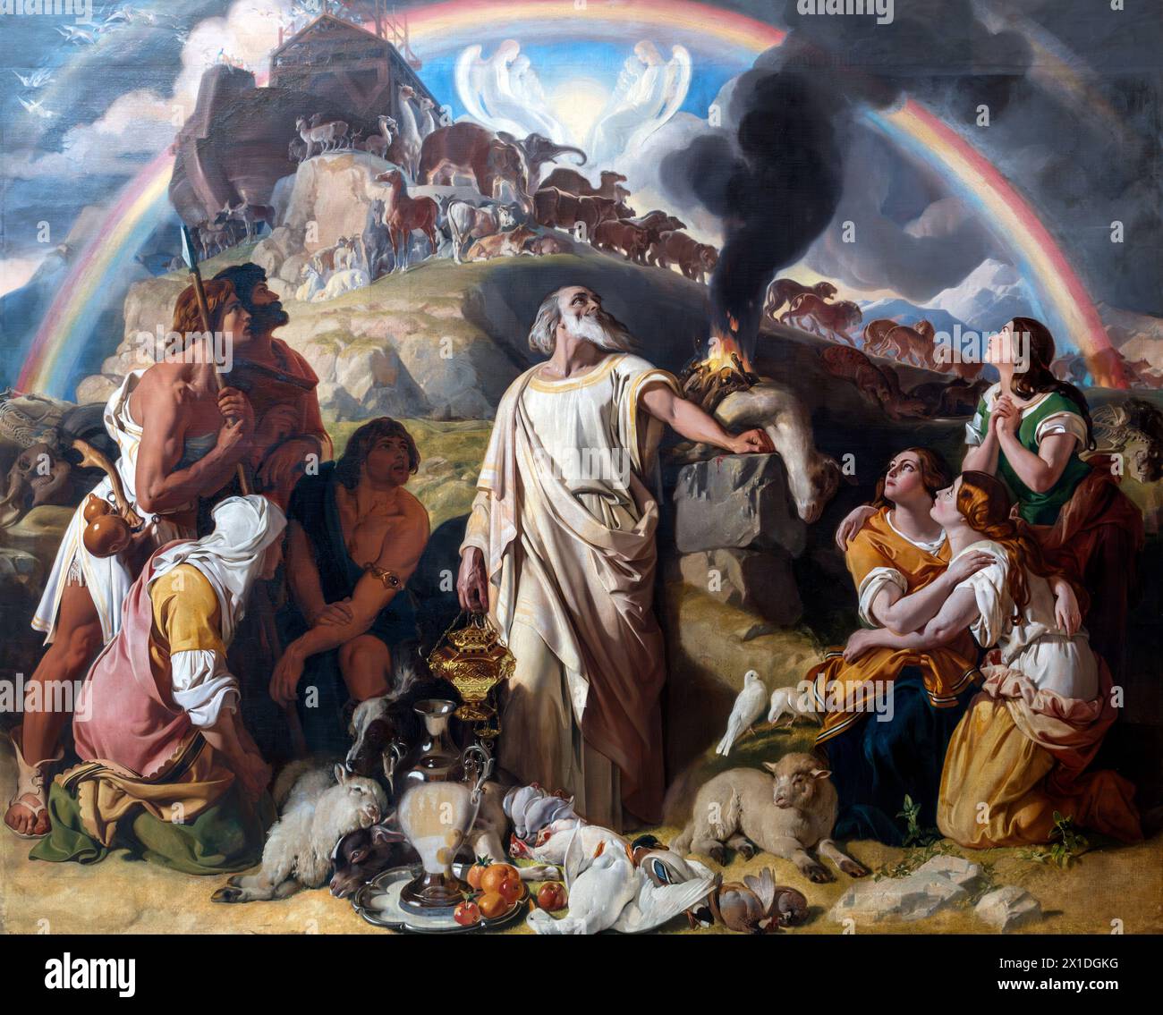 Sacrificio di Noè di Daniel Maclise (1806-1870), olio su tela, c.1847 Foto Stock