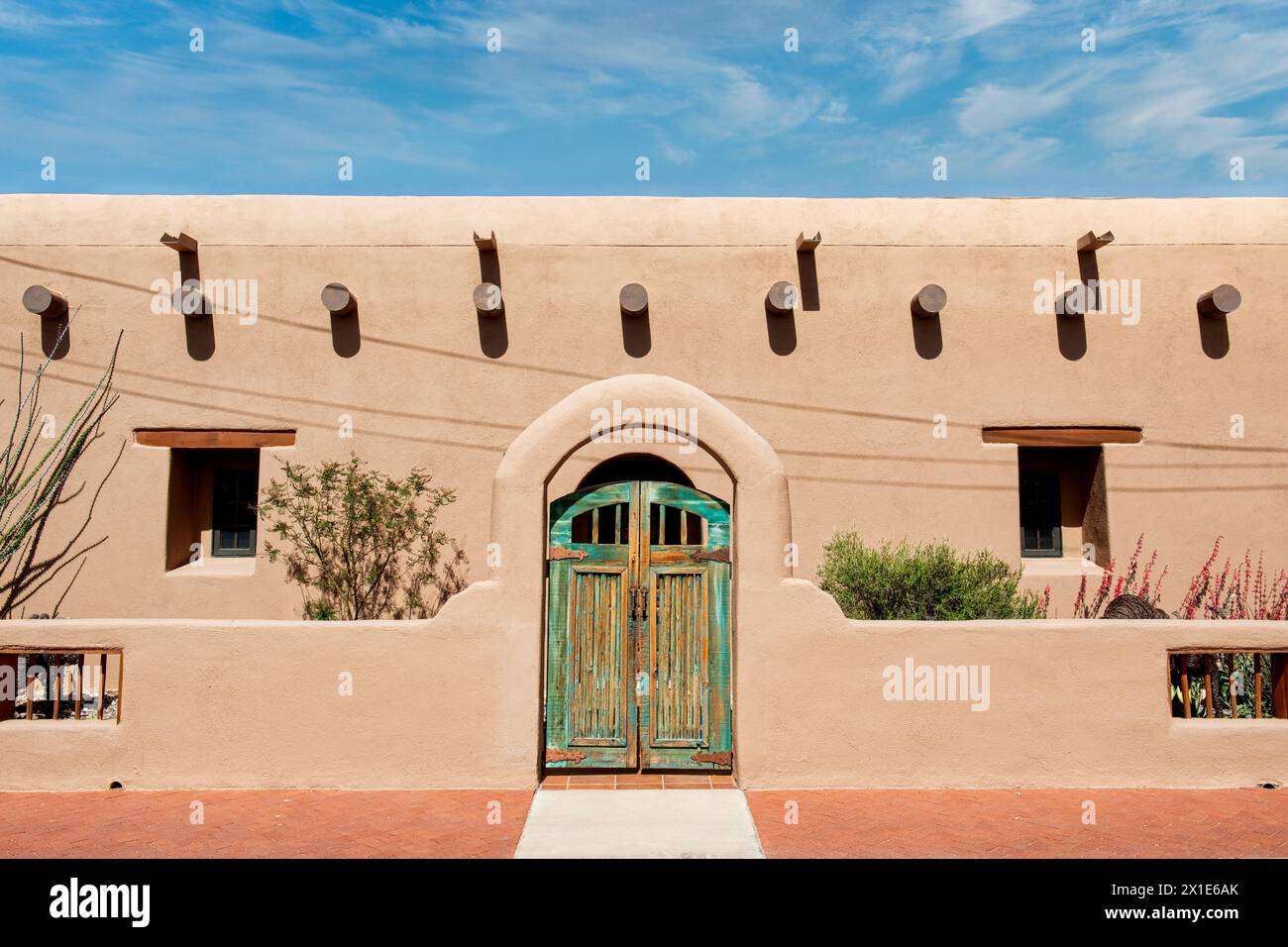 Case residenziali in stile pueblo del New Mexico a Mesilla Foto Stock