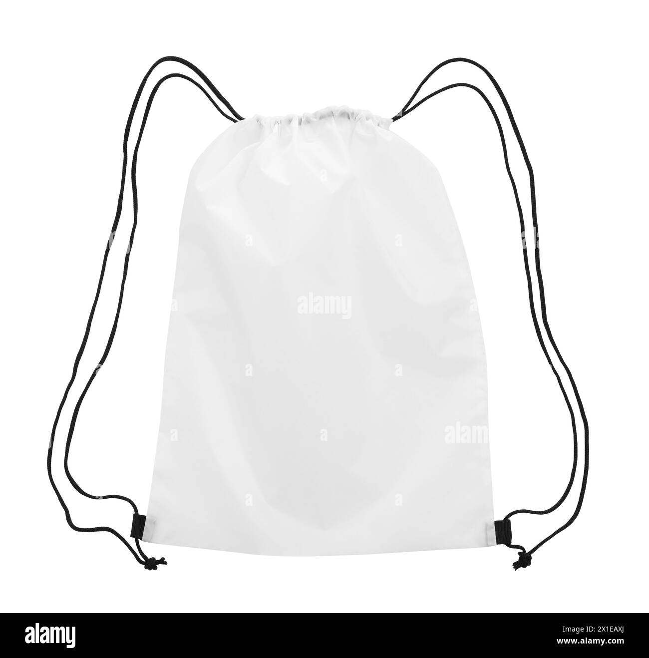 Una bellissima borsa con coulisse isolata sul bianco Foto Stock