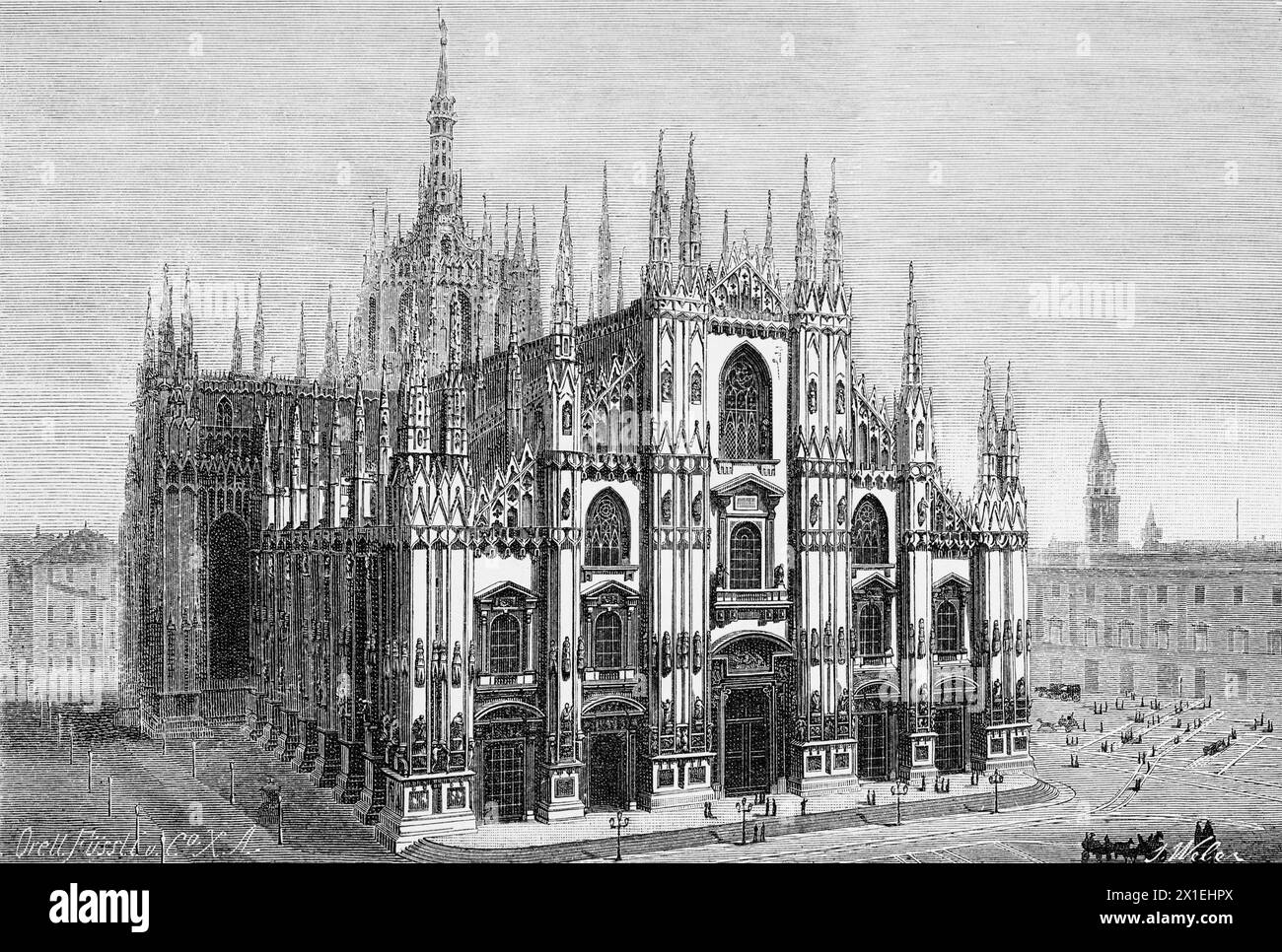 Il Duomo, città di Milano, Lombardia, Nord Italia, illustrazione storica 1885 Foto Stock