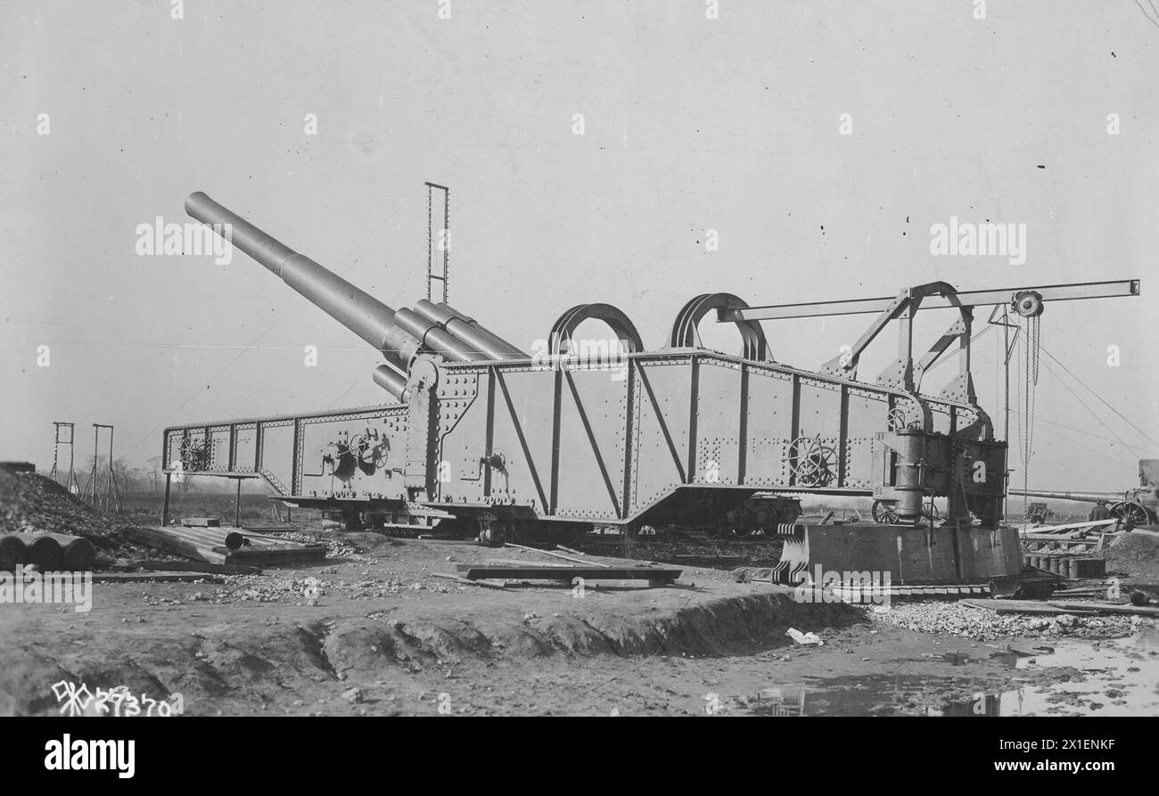 Aberdeen Proving Grounds - Vista di un cannone ferroviario da 14', modello e CA. 1918 Foto Stock