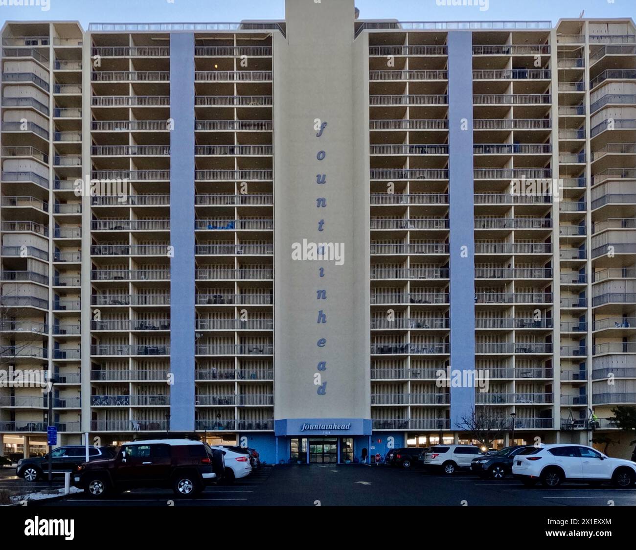 The Fountainhead, una torre condominiale a Ocean City, Maryland. Foto Stock