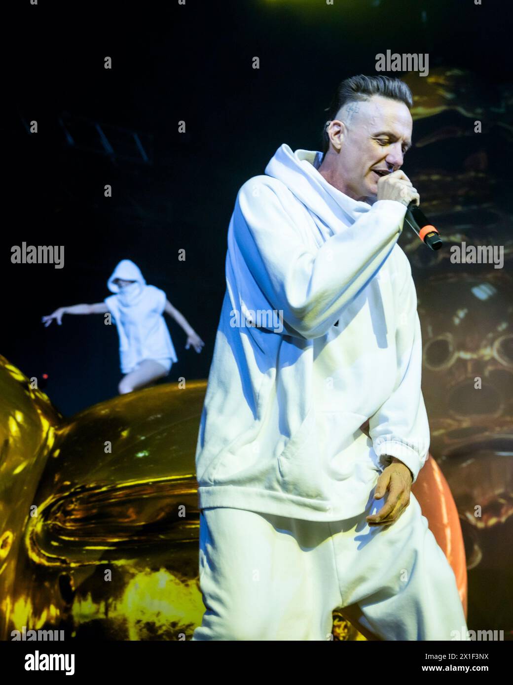 Watkin Tudor Jones alias Ninja della band sudafricana Die Antwoord si esibisce dal vivo ad Alcatraz a Milano, il 16 aprile 2024 Foto Stock