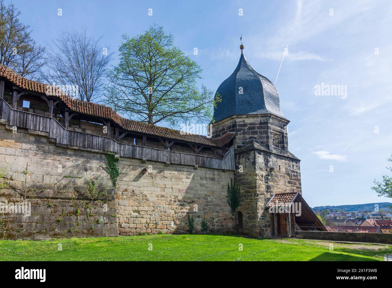Torre delle streghe con mura cittadine Kronach Oberfranken, alta Franconia Bayern, Baviera Germania Foto Stock