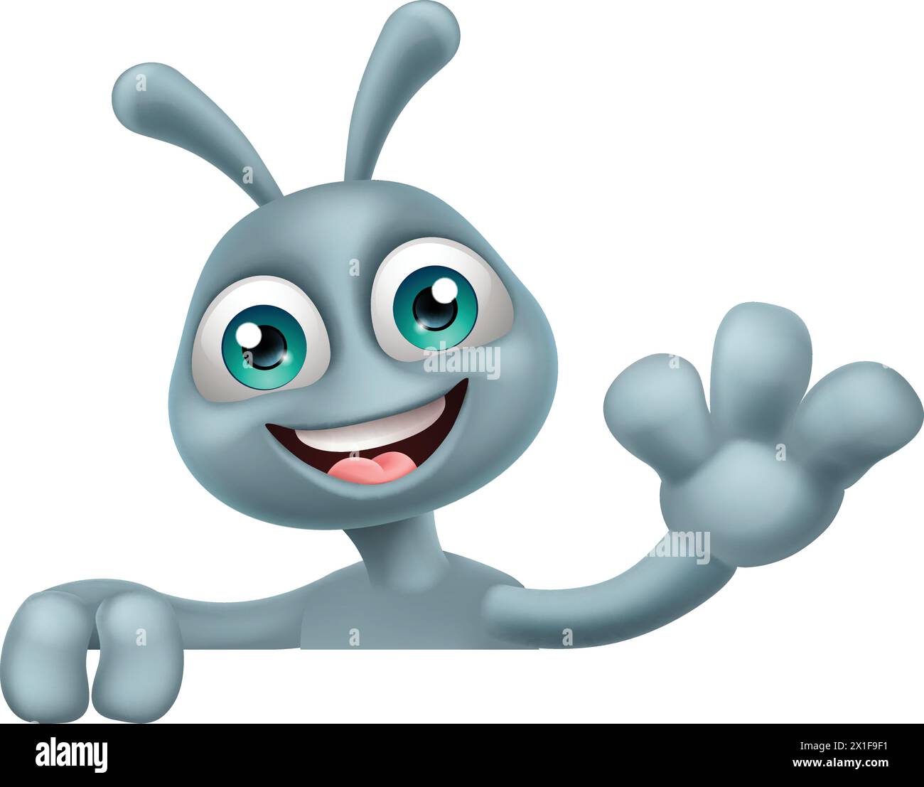 Alien Grey Grey Fun Cartoon Illustrazione Vettoriale