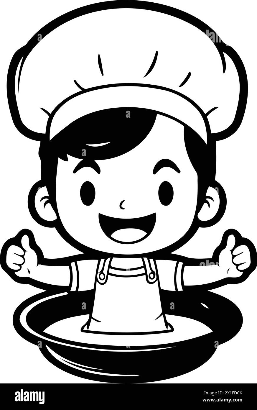 Carino illustrazione vettoriale dei cartoni animati dello chef boy. Cucina e ristorante. Illustrazione Vettoriale