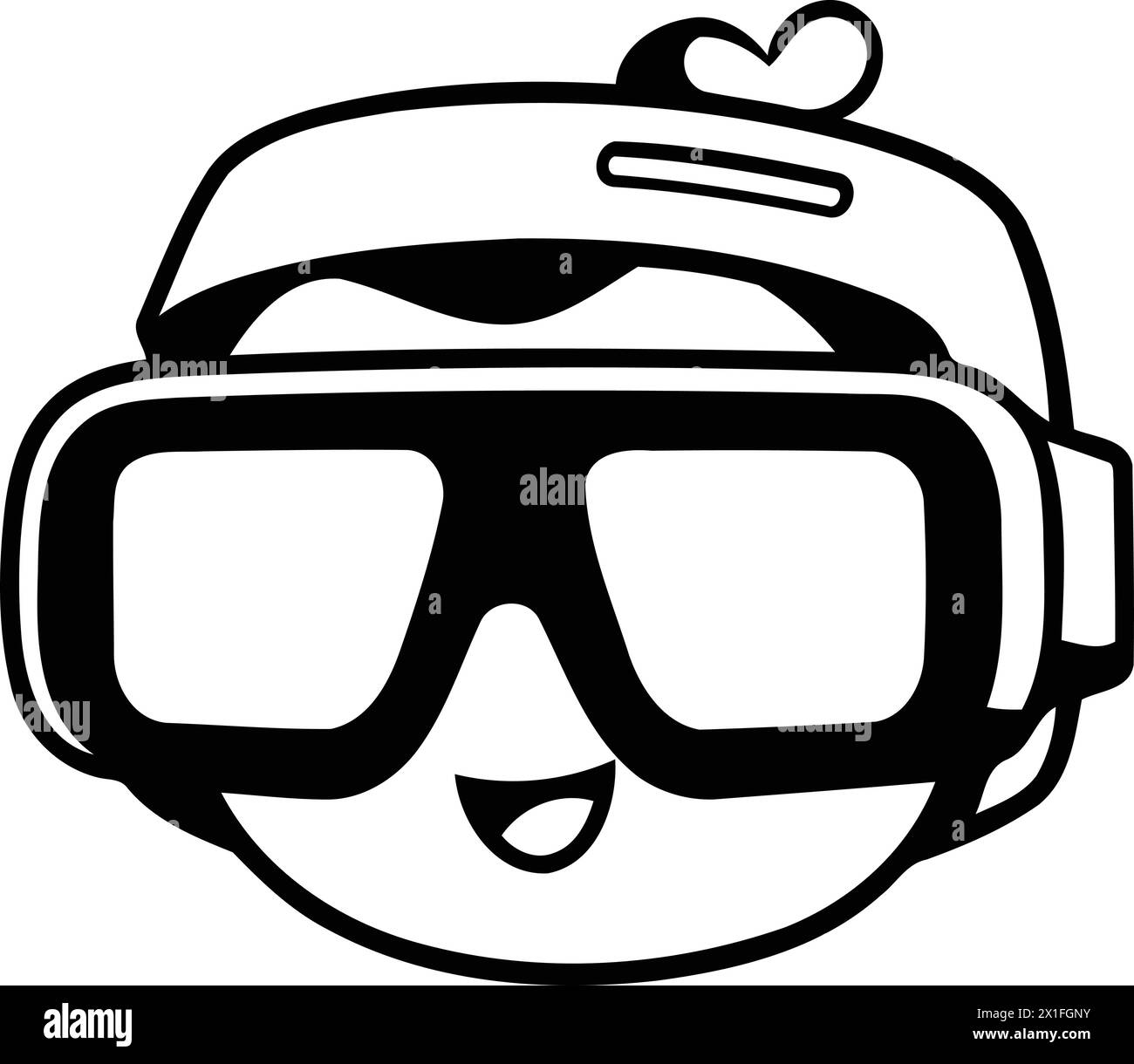 Un bel panda che indossa un casco da immersione e occhiali di protezione. Illustrazione vettoriale. Illustrazione Vettoriale