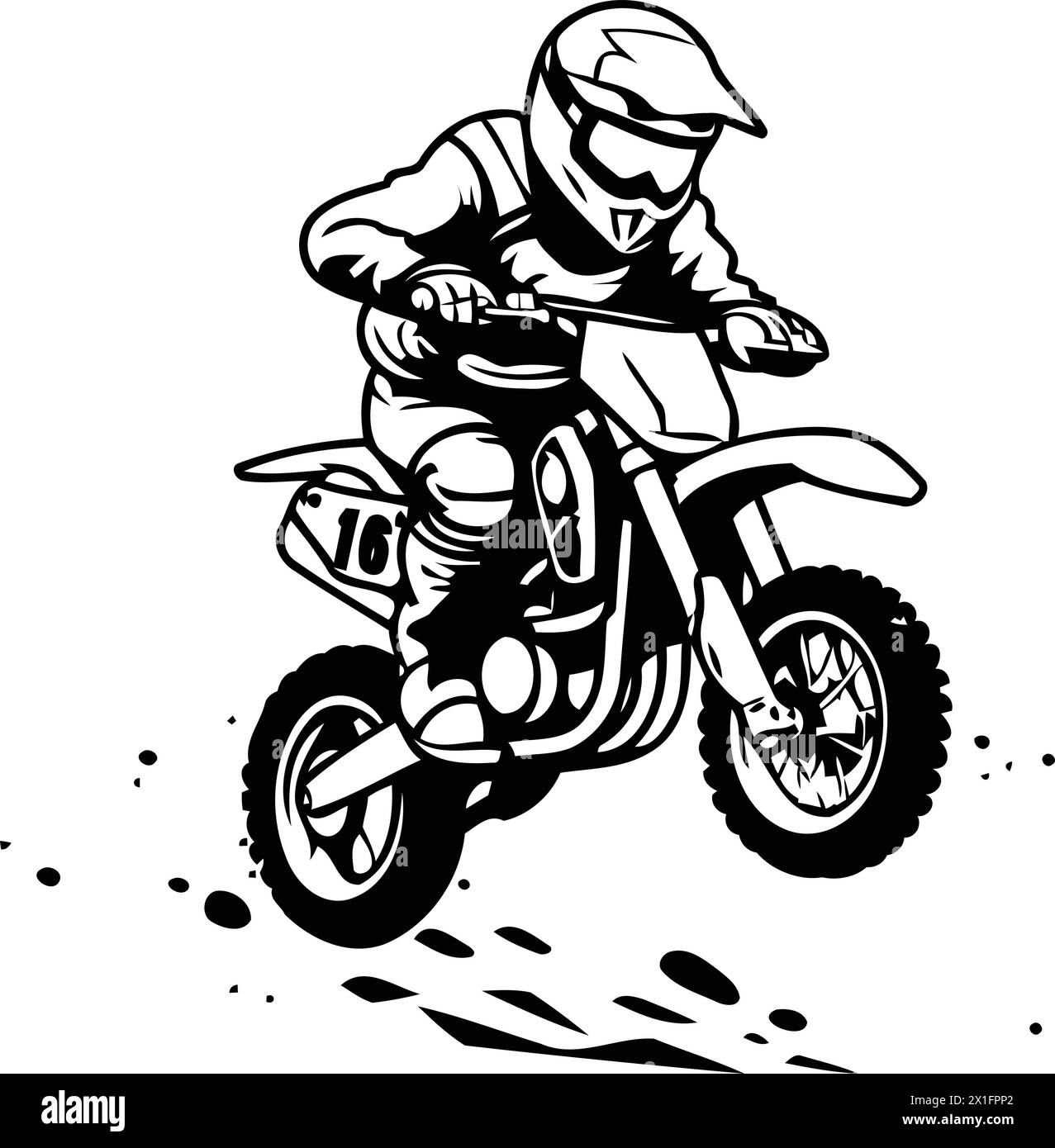 Illustrazione vettoriale di un motociclista che corre su una pista sterrata. Illustrazione Vettoriale