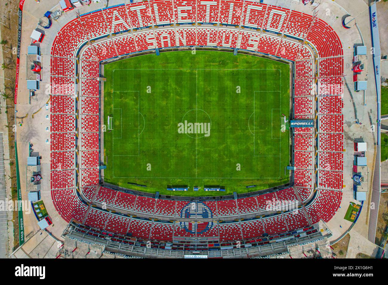 Vista aerea Alfonso Lastras Ramírez Stadium, sede della squadra di calcio professionistico messicana dell'Atletico San Luis Potosí, Messico, che gioca nella Primera División messicana, Liga MX, Liga de Expansión MX a San Luis Potosí, Messico. (Foto di Luis Gutierrez/ Norte Photo) Vista aerea Estadio Alfonso Lastras Ramírez casa de Atletico San Luis equipo de Fútbol profesional mexicano en San Luis Potosí, Mexico que juega en la Primera División de México, Liga MX, Liga de Expansión MX en San Luis Potosí Mexico. (Foto di Luis Gutierrez/Norte Photo) Foto Stock